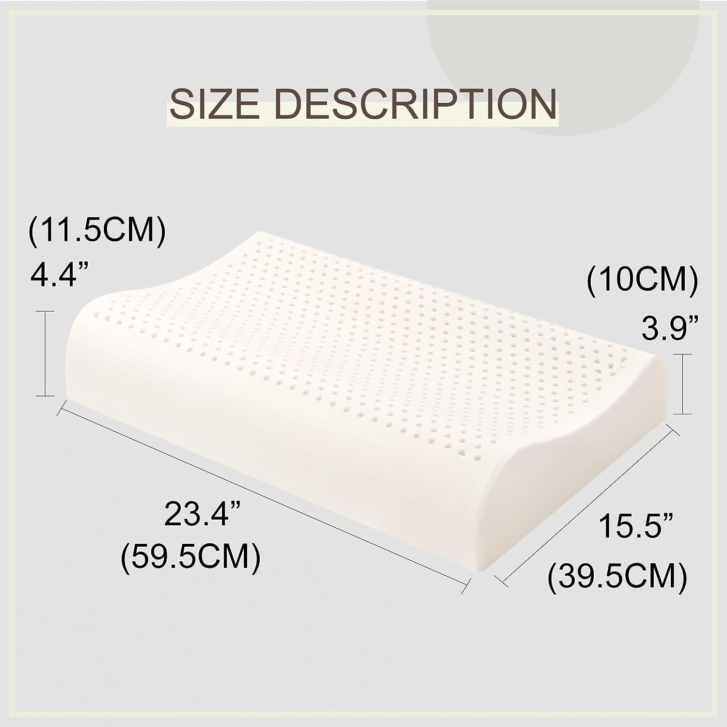 Oreiller contour en latex 100% naturel et biologique pour dormir sur le ventre