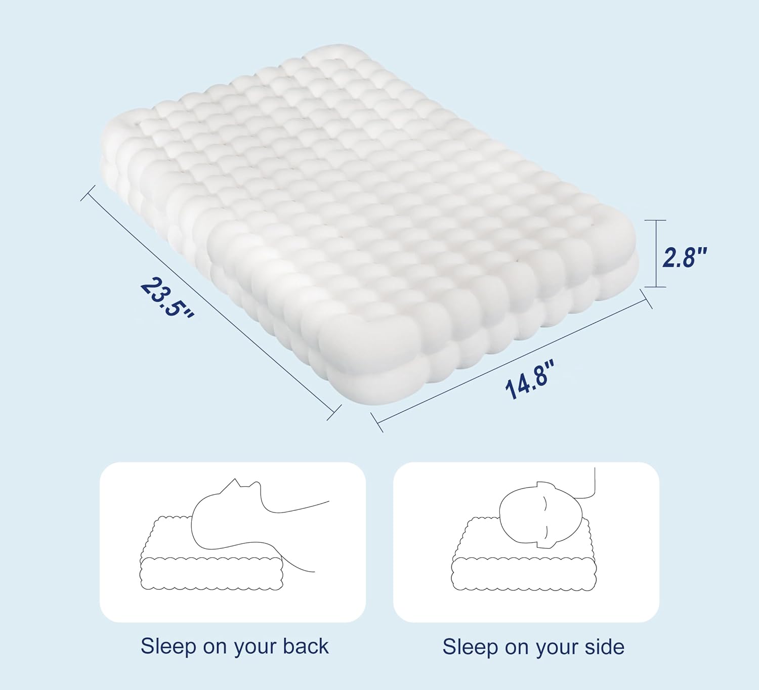 Contour Latex Pillows for Sleeping, Bubbles Shape Massage Pillow for Side Back Stomach Sleepers (Grey Green)