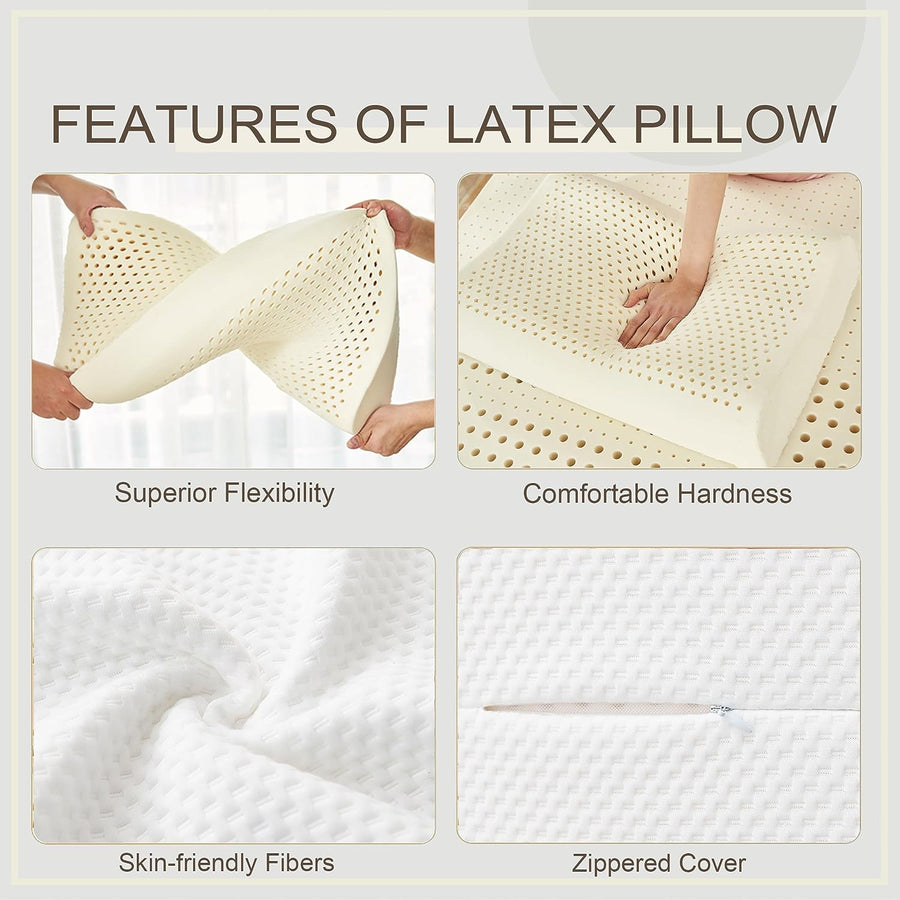 Oreiller contour en latex 100% naturel et biologique pour dormir sur le ventre