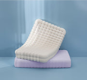 Contour Latex Pillows for Sleeping, Bubbles Shape Massage Pillow for Side Back Stomach Sleepers (Blue)