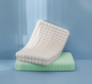 Contour Latex Pillows for Sleeping, Bubbles Shape Massage Pillow for Side Back Stomach Sleepers (Blue)