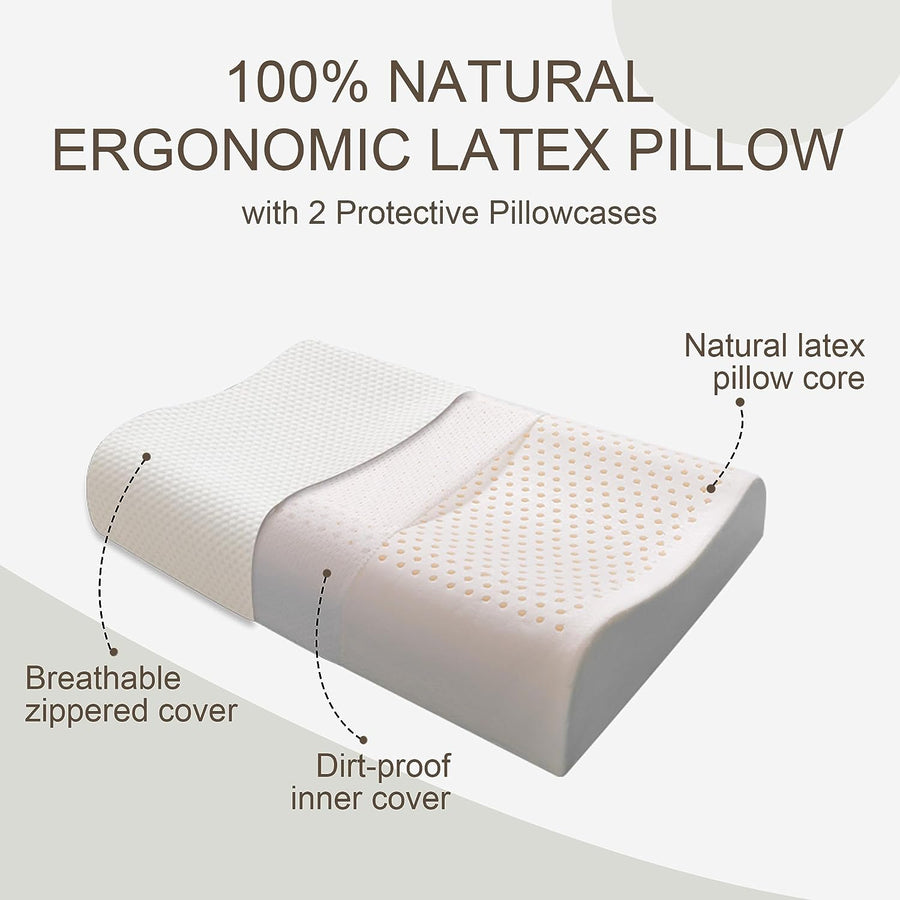 Oreiller contour en latex 100% naturel et biologique pour dormir sur le ventre