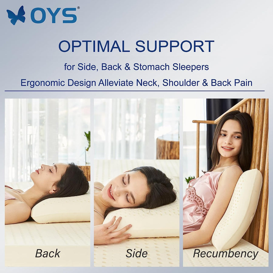 Organic Latex Pillows for Sleeping Molded Classic Bed Pillow (Grey Cotton,  Standard/Medium)