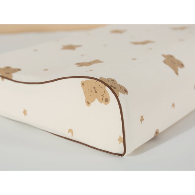 Contour Natural Latex Pillows for Kids, Bed Pillow with Removable Cartoon Pillowcase(Bear, 19.3" x 11.8" x 2.8"/3.5")