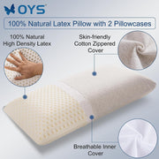 Organic Latex Pillows for Sleeping Molded Classic Bed Pillow (Grey Cotton, King/Firm)