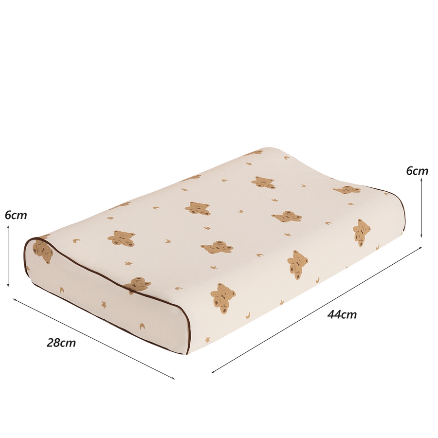 Contour Natural Latex Pillows for Kids, Bed Pillow with Removable Cartoon Pillowcase(Bear, 17.3" x 10.5" x 2.4")