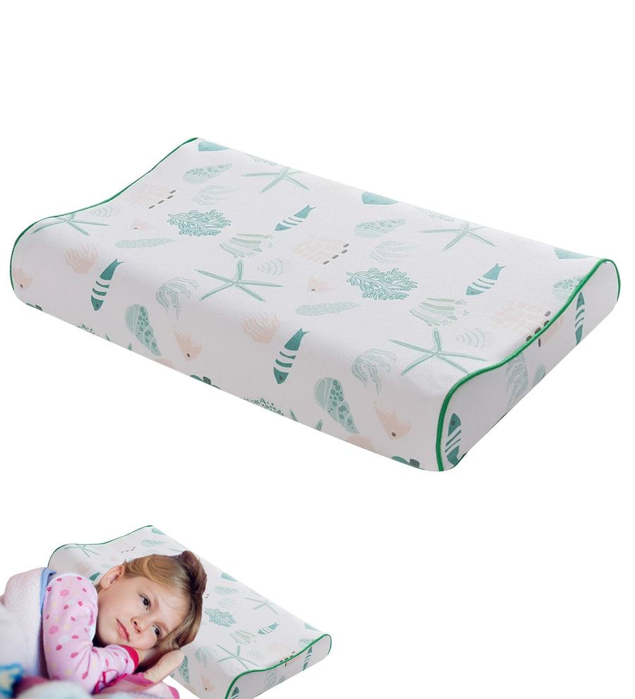 Contour Natural Latex Pillows for Kids, Bed Pillow with Removable Cartoon Pillowcase(Bear, 19.3" x 11.8" x 2.8"/3.5")