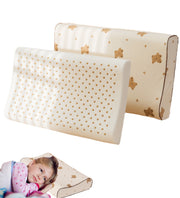 Contour Natural Latex Pillows for Kids, Bed Pillow with Removable Cartoon Pillowcase(Bear, 19.3" x 11.8" x 2.8"/3.5")